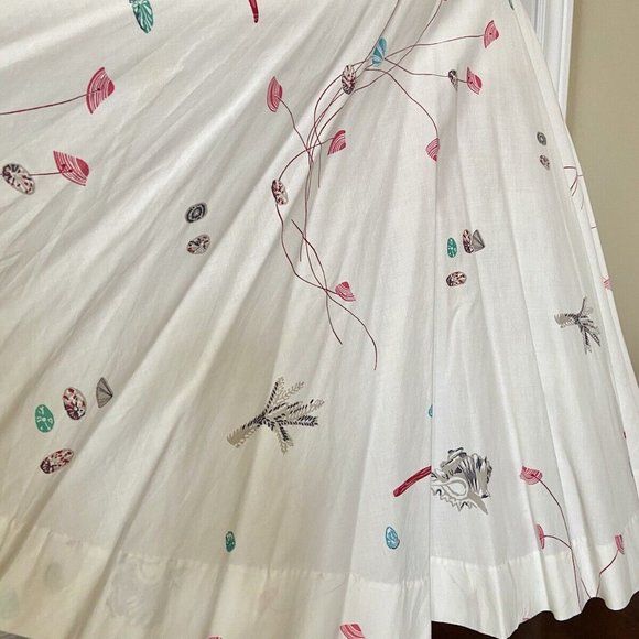 Vintage 1950s Cream Seashell print cotton dress with cap sleeves novelty print - Picture 4 of 4